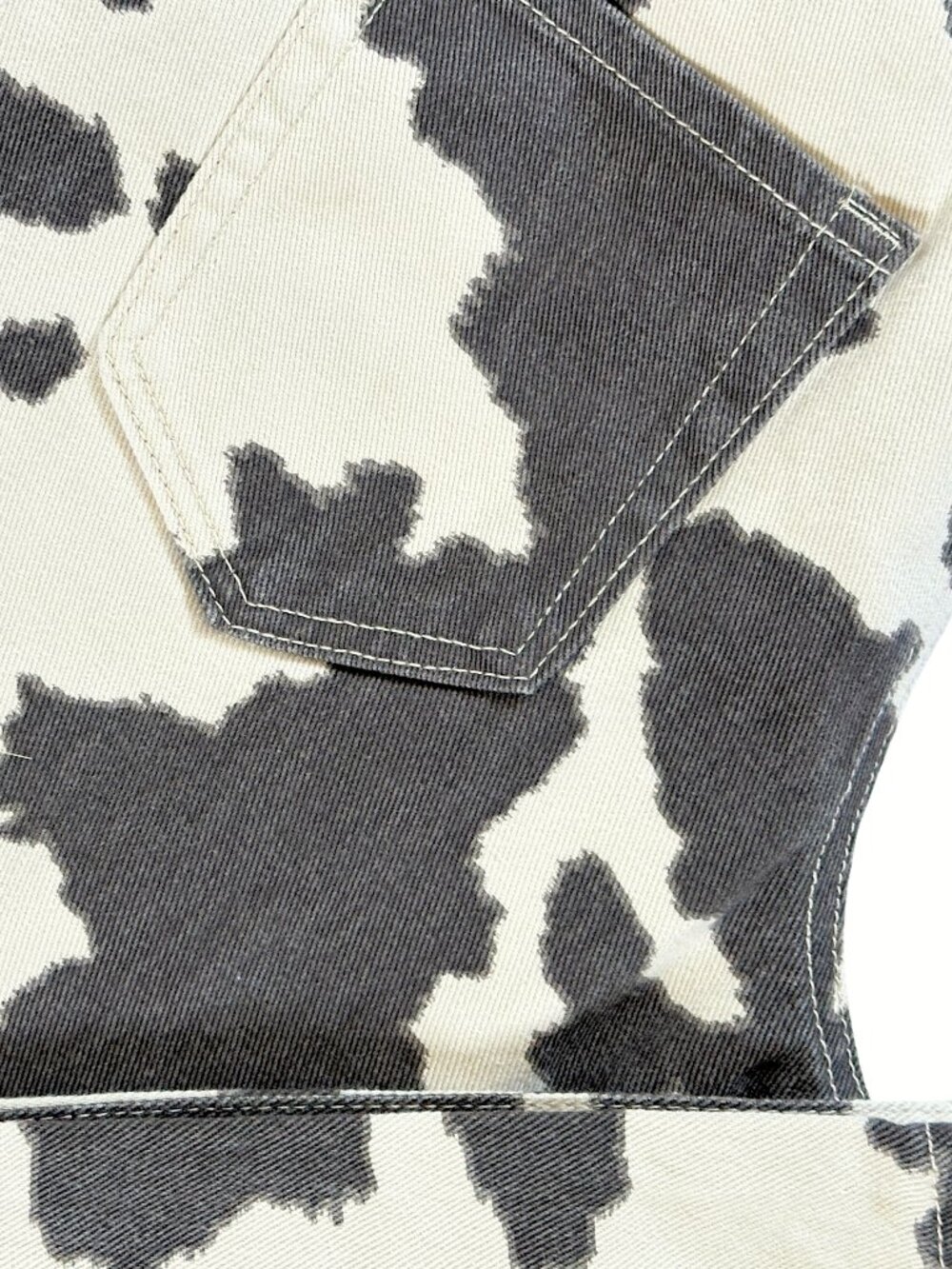 Cow Print Brown & Cream Women’s Trendy Western Denim High Rise Wide Leg Size XS - Picture 9 of 10